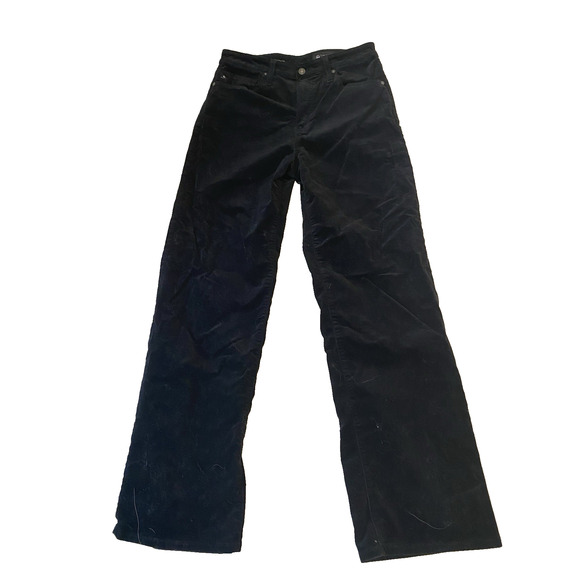 AG Adriano Goldschmied Kora Jeans Womens 28 Wide Leg HIgh Rise Black Corduroy - Picture 1 of 14